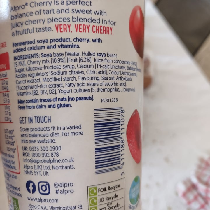 photo of Alpro alpro yogurt very cherry shared by @paxvobus on  12 Jun 2022 - review