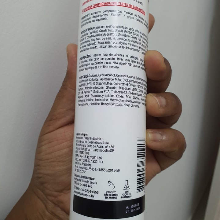 review photo of Acqua flora condicionador equilíbrio queda shared by @anaribeiro1705 on 30 Jul 2022 - review