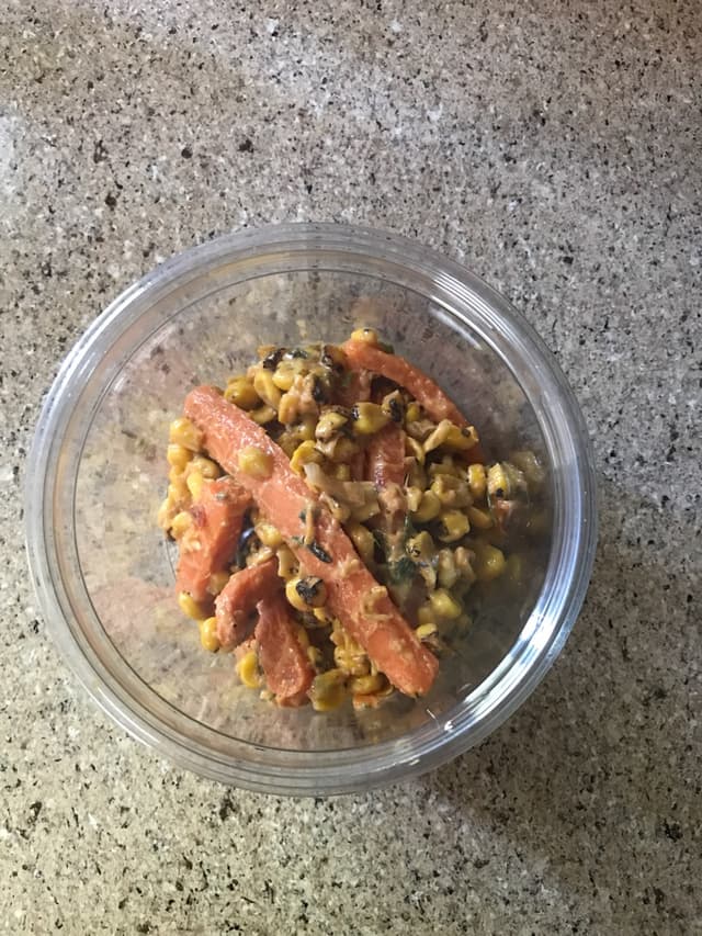Photo of the dish “Tahini and Harissa Carrot Corn Salad”