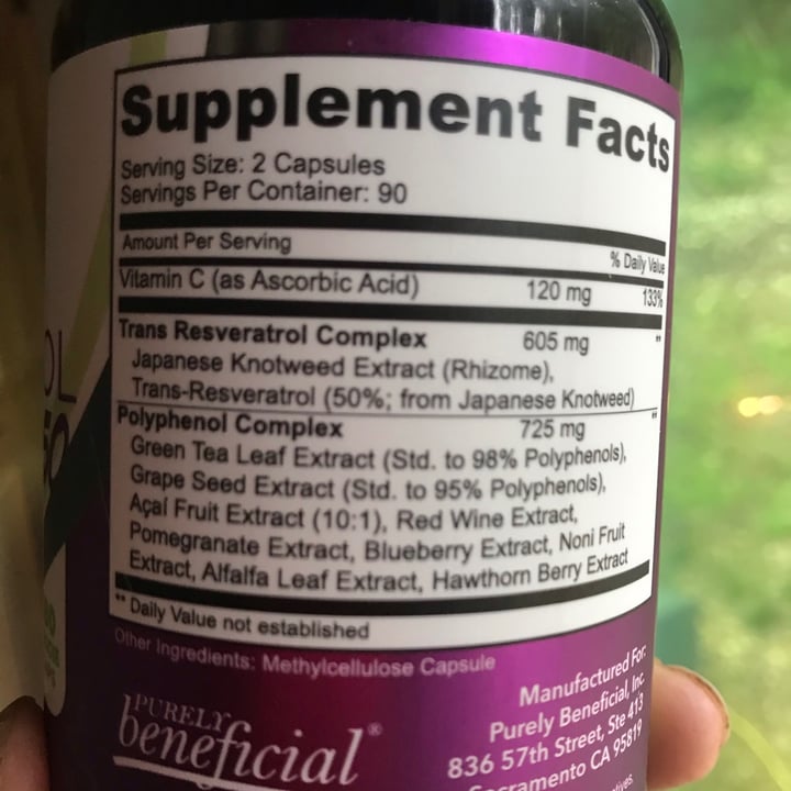photo of Purely Beneficial Resveratrol 1450 shared by @lindalcarter8 on  15 Aug 2020 - review