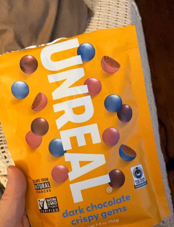 photo of UNREAL Dark Chocolate Gems with Crispy Quinoa shared by @beccamarks on  18 Apr 2020 - review