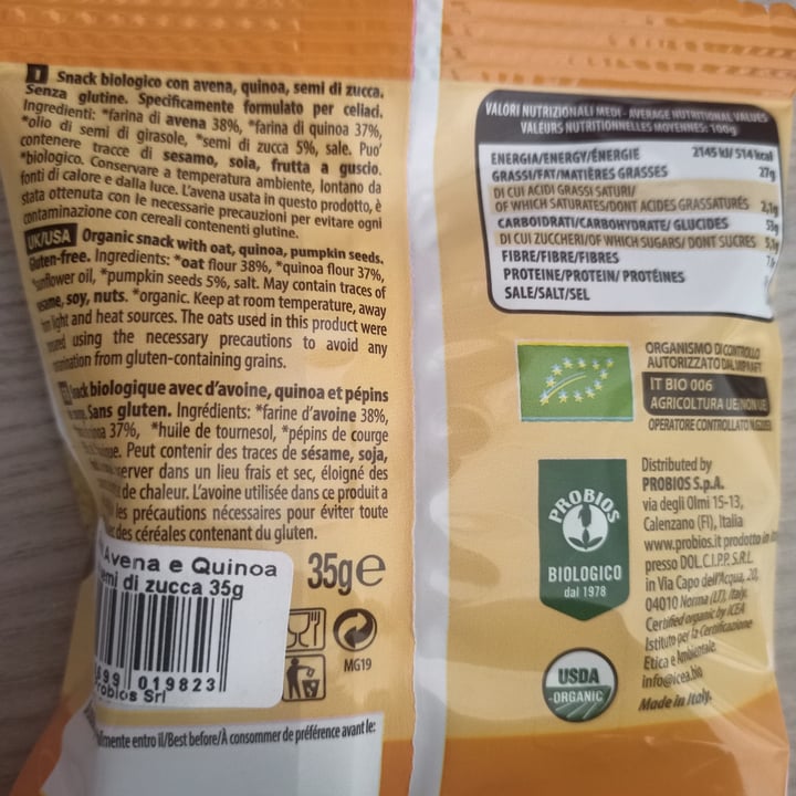 review photo of La Via Del Grano Snack avena e quinoa con semi di zucca shared by @evelinalorenzini19 on 17 Apr 2022 - review