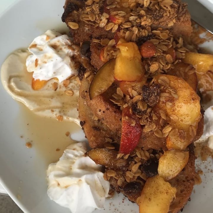 review photo of Revalee Brunch Café Vegan Niagara Peach French Toast shared by @alexiscl on 08 Jun 2021 - review