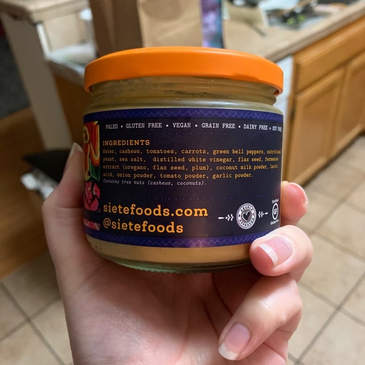 review photo of Siete Family Foods Mild Nacho Cashew Queso shared by @witchyvegan on 05 Jan 2020 - review