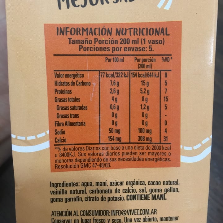photo of Vívet Leche de Cacahuate sabor Cacao Power shared by @macuu on  17 Jun 2022 - review