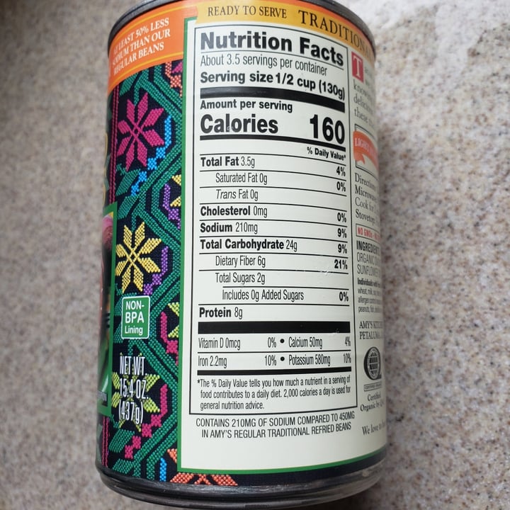 review photo of Amy’s Light In Sodium Refried Black Beans shared by @rachelhrieman on 24 May 2022 - review