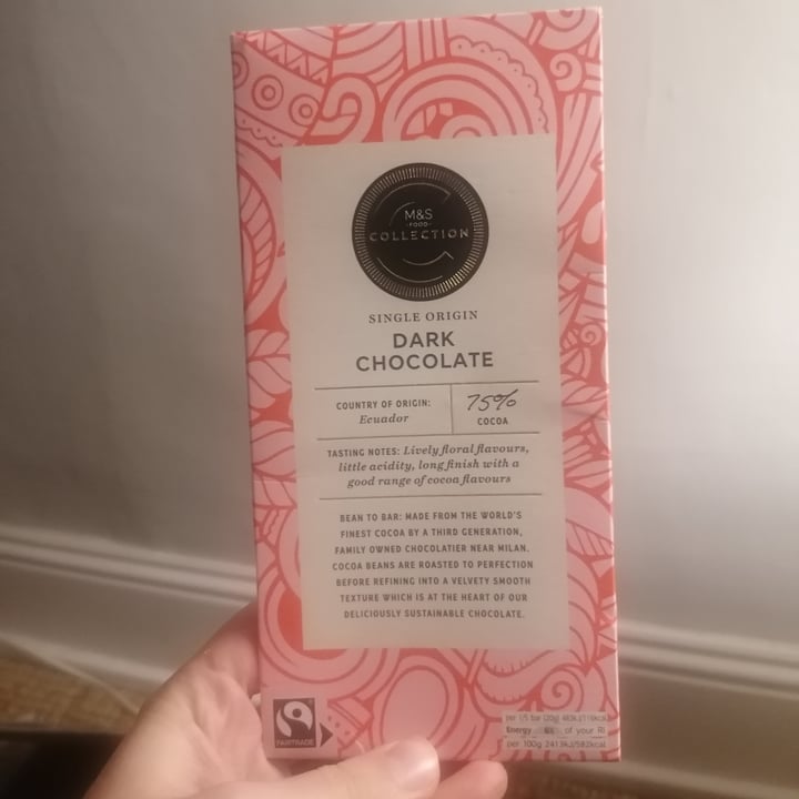 photo of Marks & Spencer Food (M&S) Single Origin Dark Chocolate 75% shared by @isabelless on  24 Oct 2022 - review