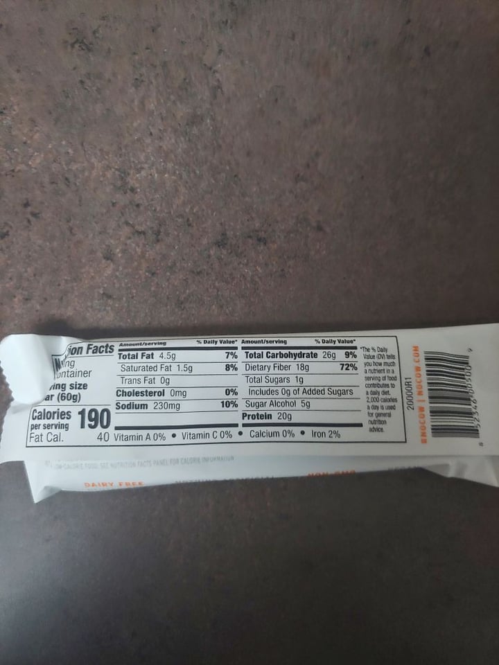 photo of No Cow Protein Bar Chunky Peanut Butter shared by @vecanter on  07 Feb 2020 - review