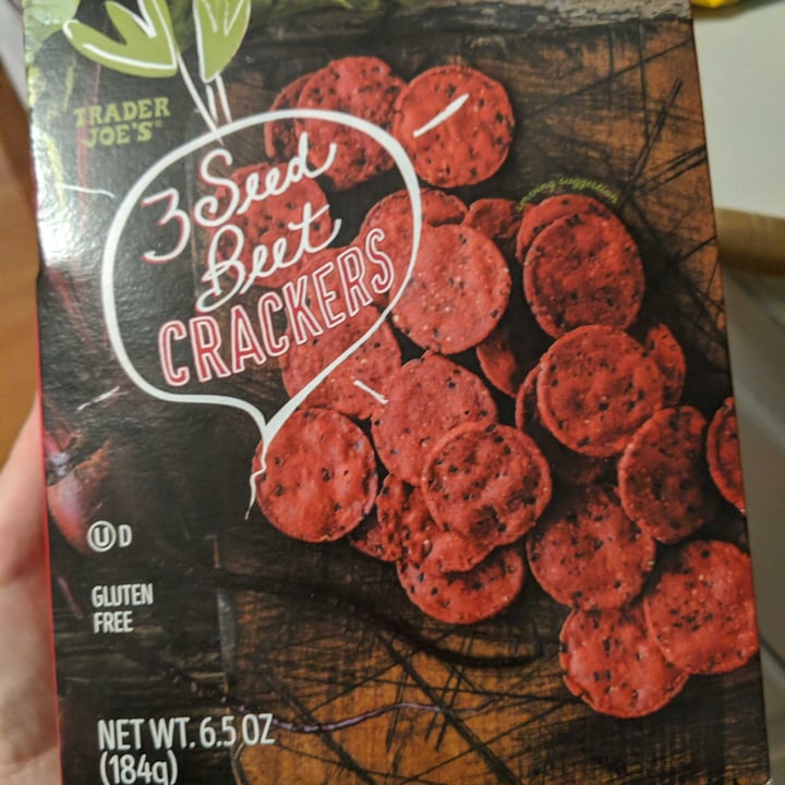 review photo of Trader Joe's 3 seed beet crackers shared by @christinethevegan on 13 Nov 2020 - review