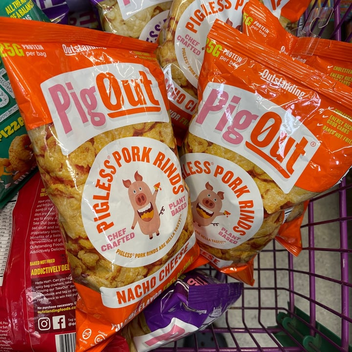 photo of PigOut Nacho Cheese Pigless Pork Rinds shared by @vegansfrommars on  01 Oct 2021 - review