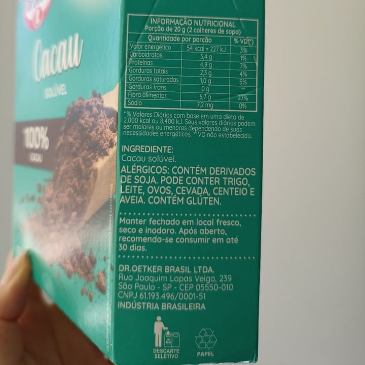 review photo of Dr. Oetker Cacau 100% shared by @thaisvegan on 10 Nov 2022 - review