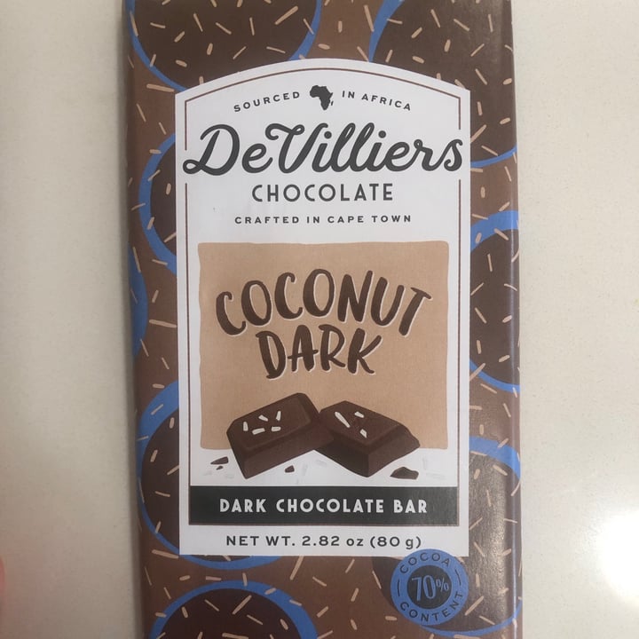 photo of De Villiers Chocolate Coconut Dark Chocolate Bar shared by @marissageorge on  07 Nov 2020 - review