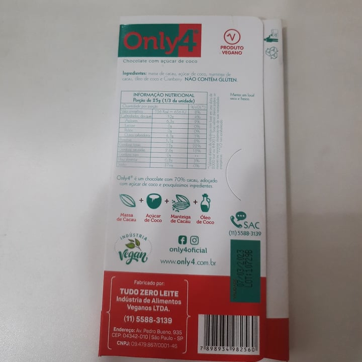 review photo of Only4 Chocolate Vegano shared by @julianaaoki on 24 Jul 2022 - review