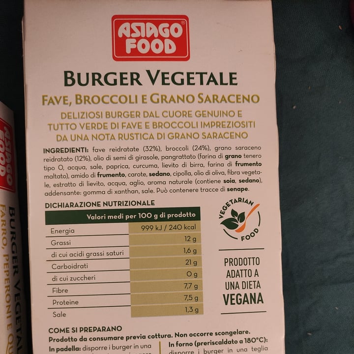 photo of Asiago food Burger vegetale Fave, Broccoli & Grano Saraceno shared by @cri2 on  15 Mar 2022 - review