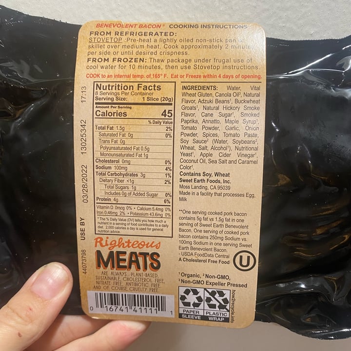 Sweet Earth Benevolent Bacon Hickory & Sage Smoked Seitan Bacon Review