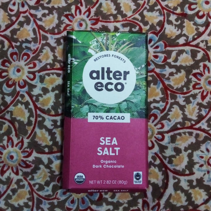 photo of Alter Eco 70% Cacao Sea Salt Organic Dark Chocolate shared by @veganvedika on  07 Mar 2022 - review