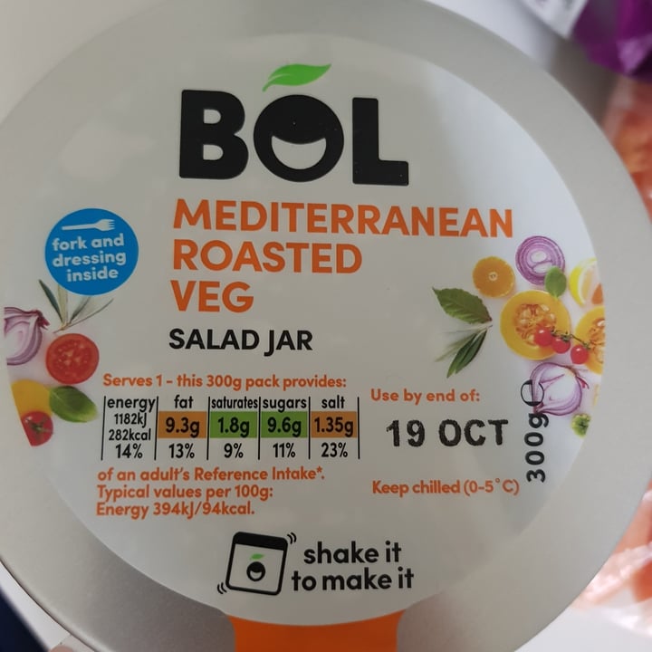 photo of BOL Mediterranean roasted veg salad jar shared by @vegancybele on  31 Oct 2020 - review