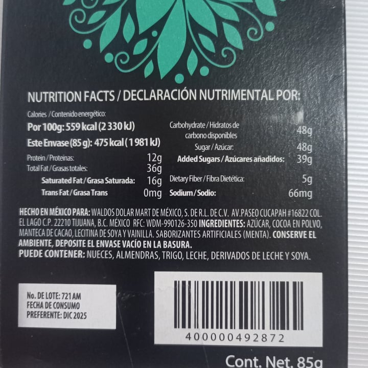 review photo of Chocolat temptation Chocolate Semiamargo Con Menta shared by @lizzet07 on 03 Dec 2022 - review