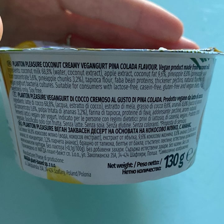 photo of planton pleasure Yogurt Pina Colada shared by @vegiuly on  03 Oct 2022 - review