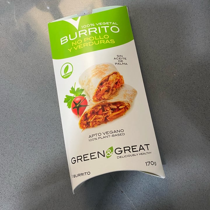 photo of Green&Great Burrito No Pollo Y Verduras shared by @danagambini on  03 Feb 2022 - review