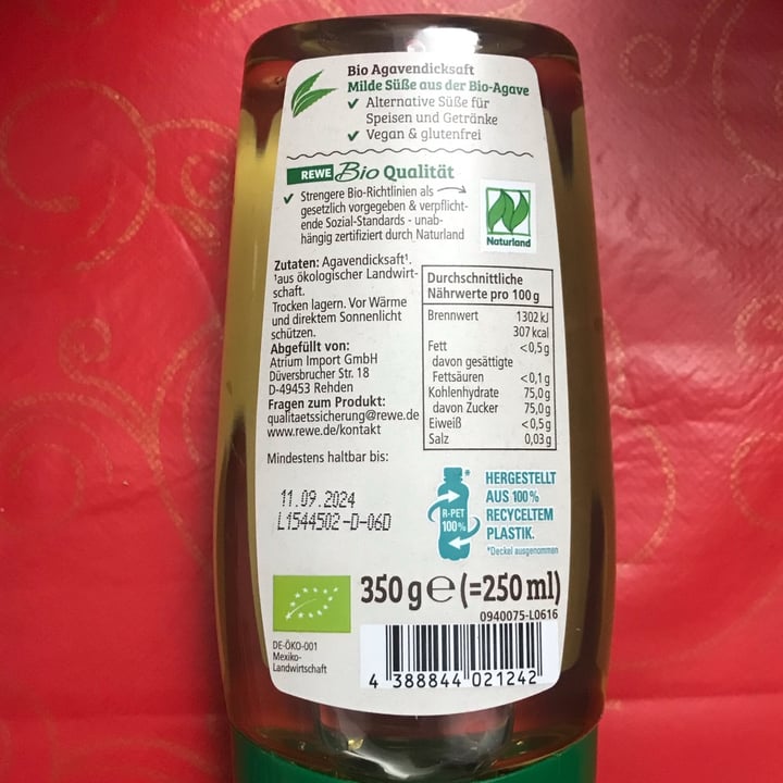 photo of Rewe Bio Agavendicksaft shared by @katy26 on  12 Dec 2022 - review