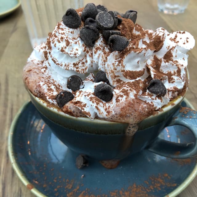 Photo of the dish “Deluxe Hot Chocolate with Cream, Marshmallows and Choc Chips”