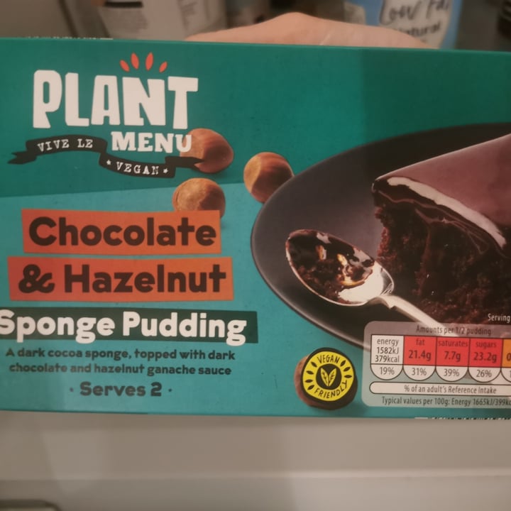 photo of Plant Menu Chocolate & hazlenut sponge pudding shared by @margherita2030 on  14 Mar 2022 - review