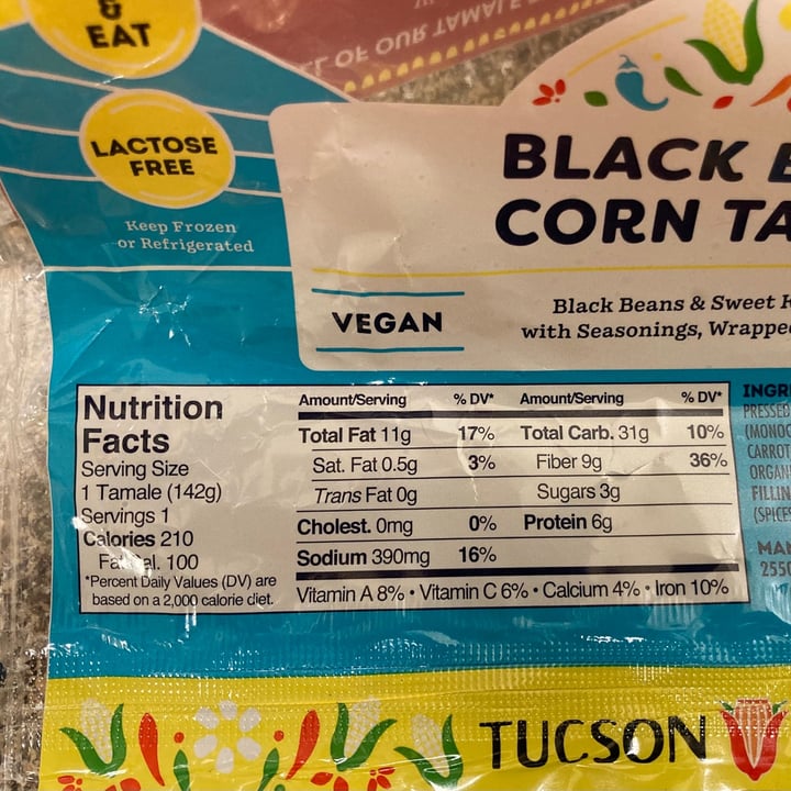 photo of Tucson Tamale Black Bean & Corn Tamale shared by @alleycatz on  28 Feb 2021 - review