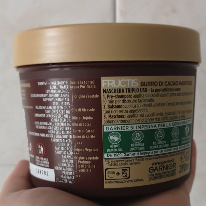 photo of Garnier 3 in 1 hair food burro di cacao shared by @aleveganfoodlover on  15 Dec 2022 - review
