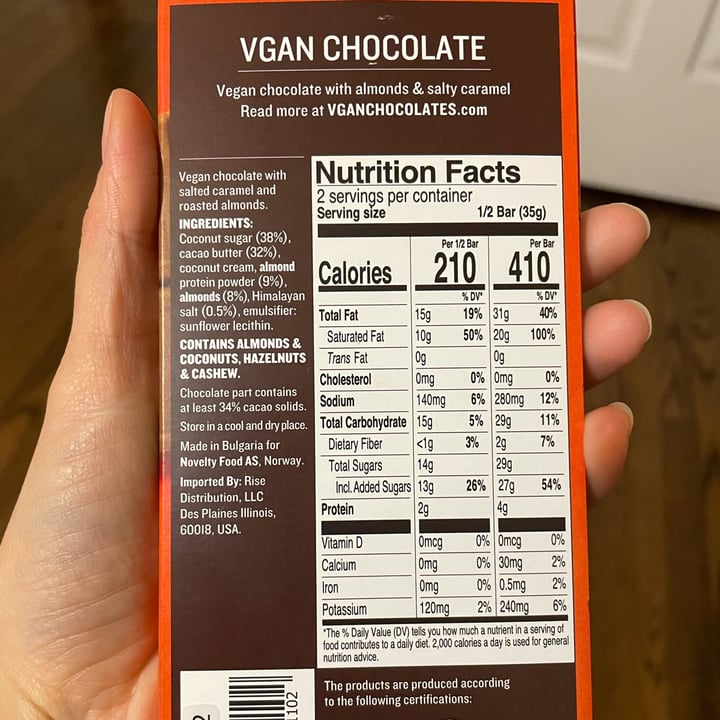 photo of VGAN Chocolate Vegan White Chocolate With Almonds And Salty Caramel shared by @xpadrile on  27 Dec 2021 - review