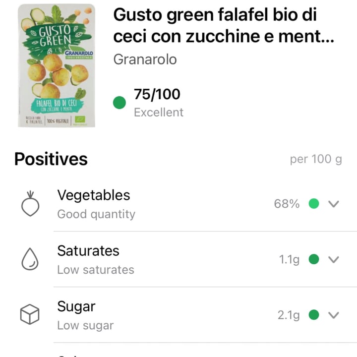 photo of Granarolo Falafel di ceci con zucchine e menta shared by @pippoarde97 on  25 Jun 2022 - review