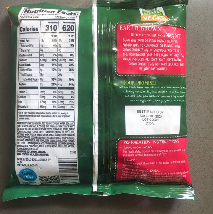 photo of Earth Grown General Tso’s Chickenless Bites shared by @saralovesveggies on  05 Oct 2022 - review