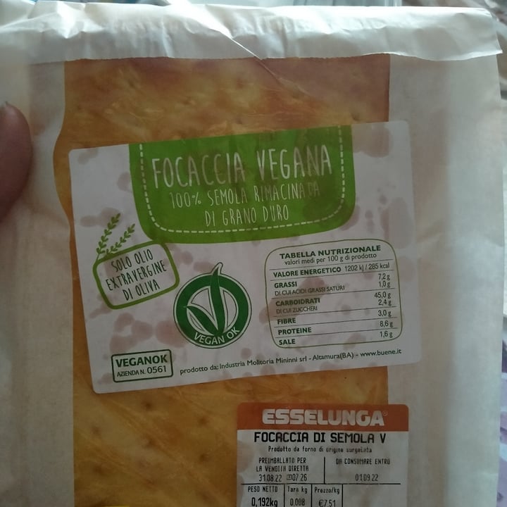 photo of  Esselunga Focaccia vegana shared by @gloriagrossi on  01 Sep 2022 - review