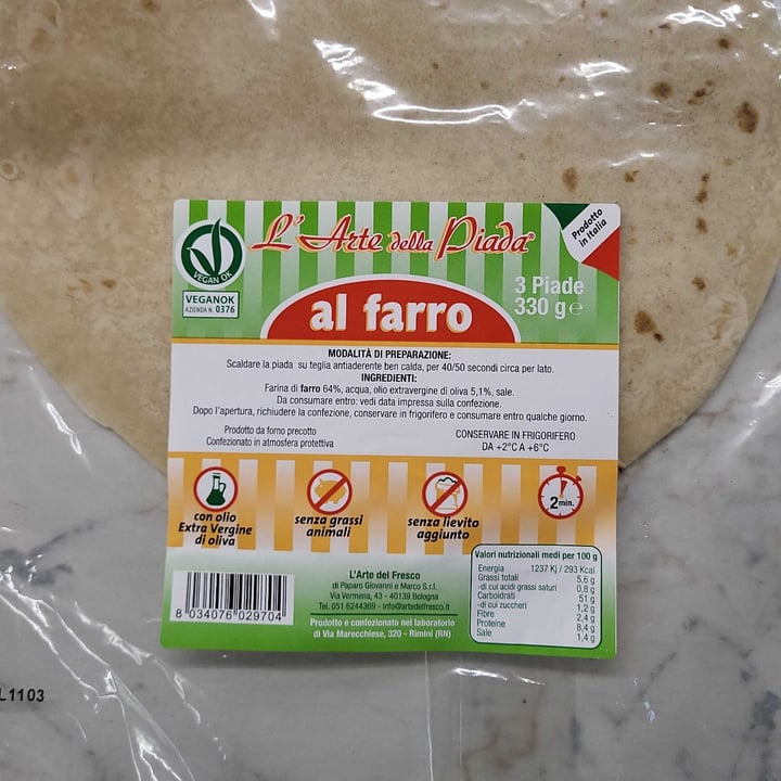 review photo of L'arte della piada Piadina di farro shared by @camillamm on 29 Apr 2022 - review