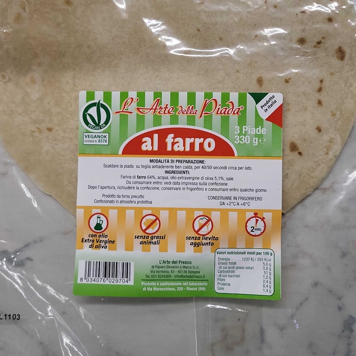 photo of L'arte della piada Piadina di farro shared by @camillamm on  29 Apr 2022 - review