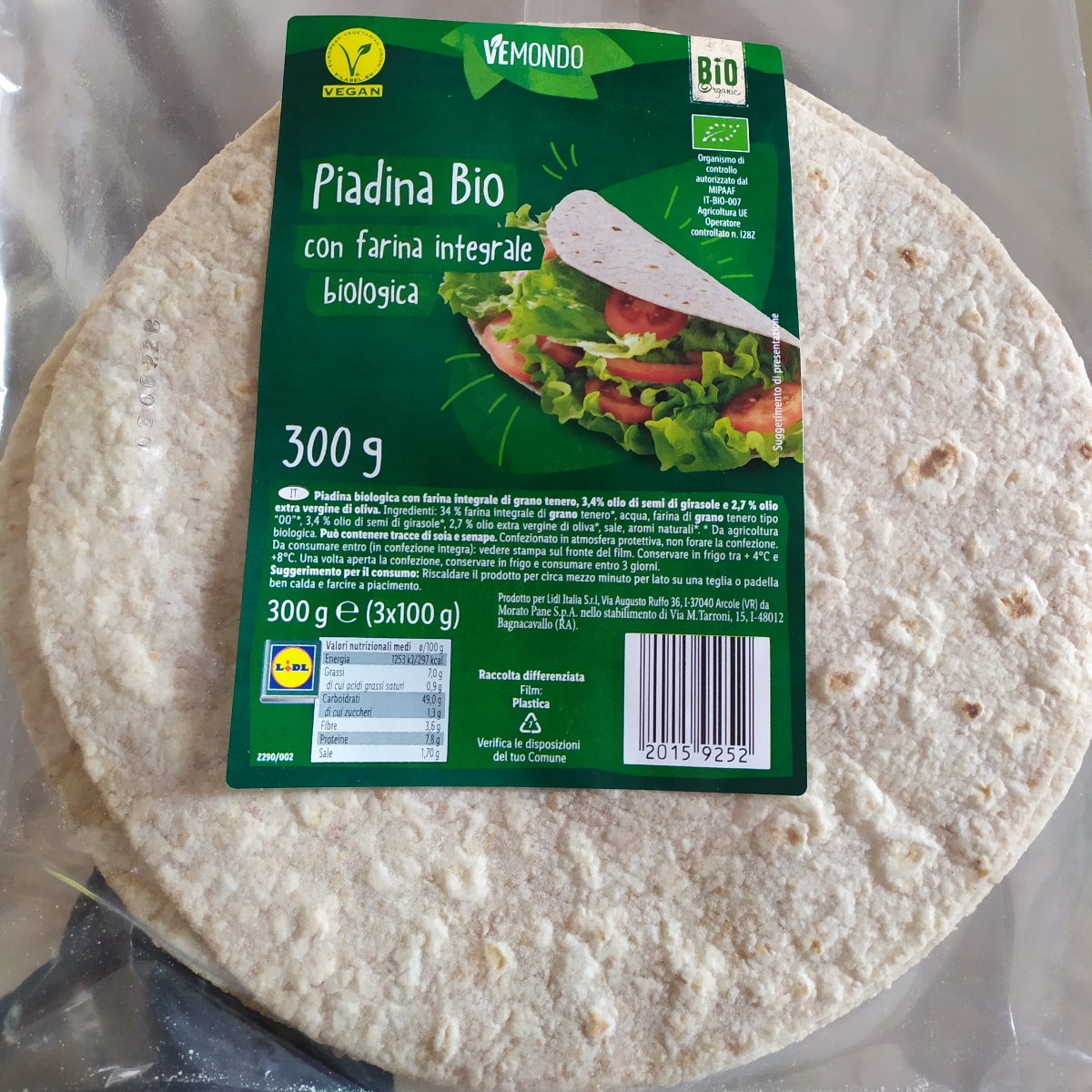 Vemondo Piadina bio integrale Review