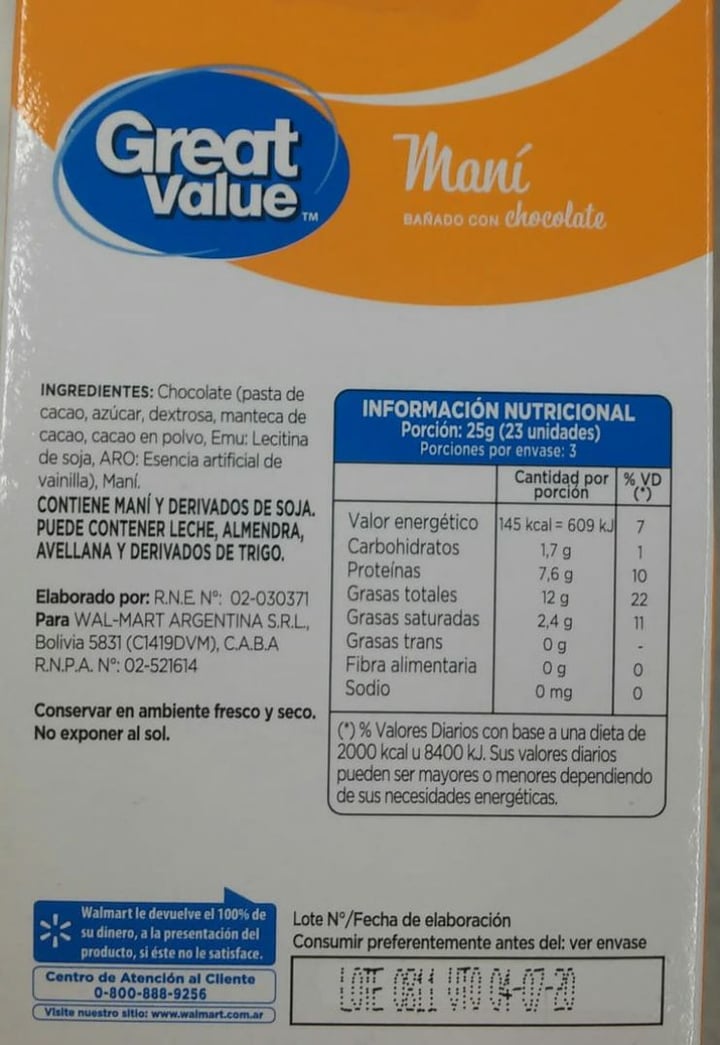 review photo of Great Value Mani bañado con chocolate shared by @8cintia8 on 13 Dec 2019 - review
