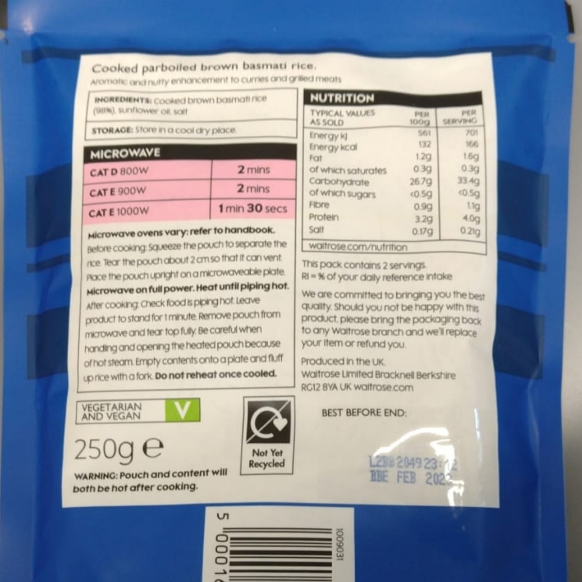 Brown Basmati Rice from Waitrose & partners - Vegan Product Reviews ...