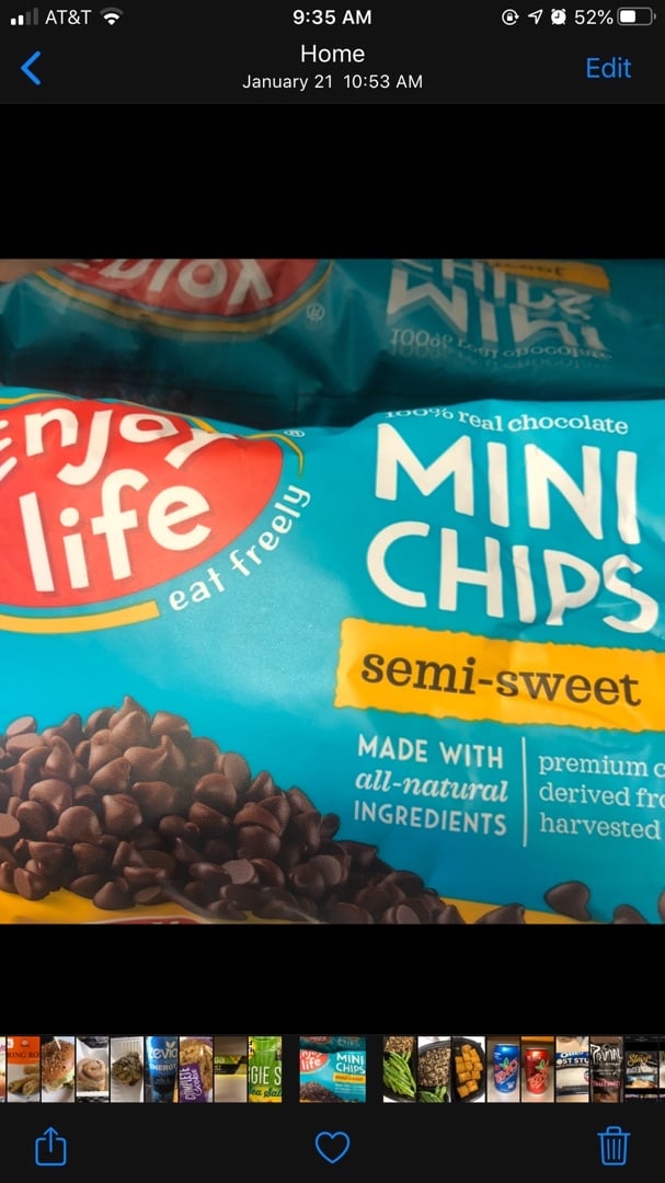 photo of Enjoy Life Semi-Sweet Chocolate Mini Chips shared by @squirrelsnacks on  23 Mar 2020 - review