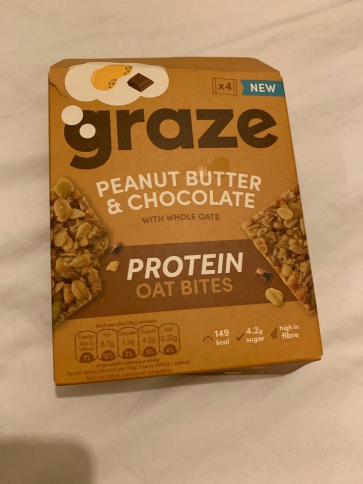 photo of graze Peanut Butter & Chocolate Protein Oat Bites shared by @veganclublondon on  11 Jan 2020 - review