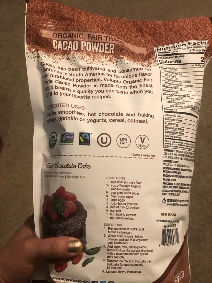 photo of Volupta Cacao Powder shared by @tortuguita on  27 Mar 2020 - review