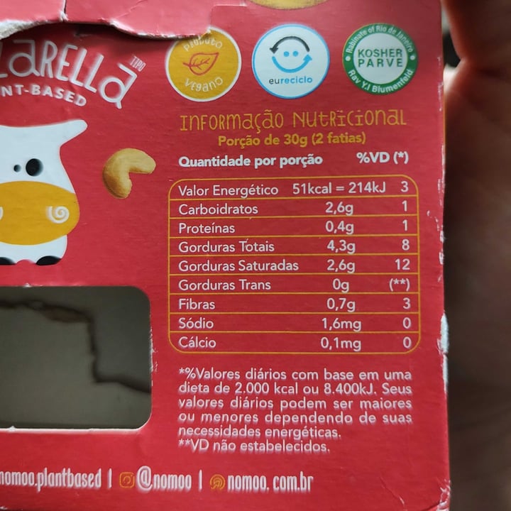 photo of NOMOO Plant-Based Brasil Queijo mozzarella shared by @rodrigodorado on  22 Apr 2022 - review