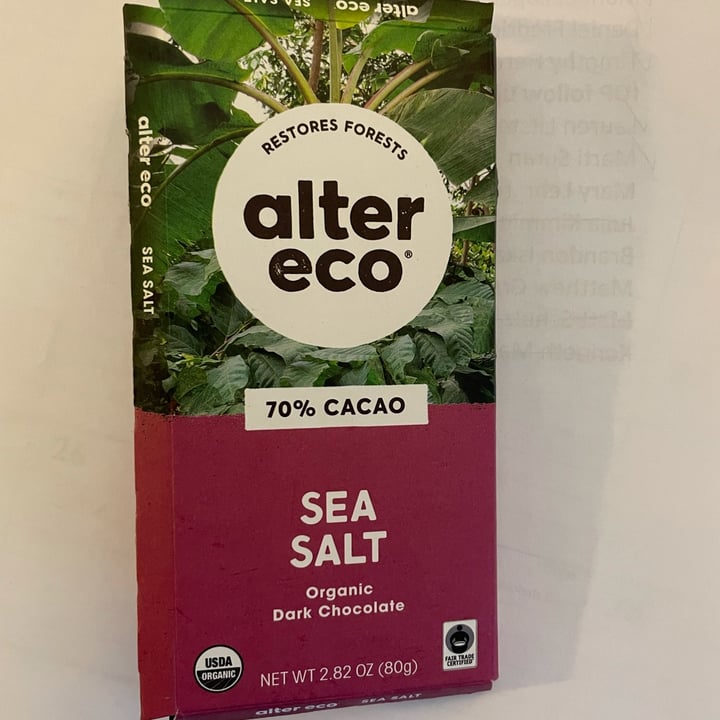 photo of Alter Eco 70% Cacao Sea Salt Organic Dark Chocolate shared by @newkidontheblock on  05 May 2022 - review