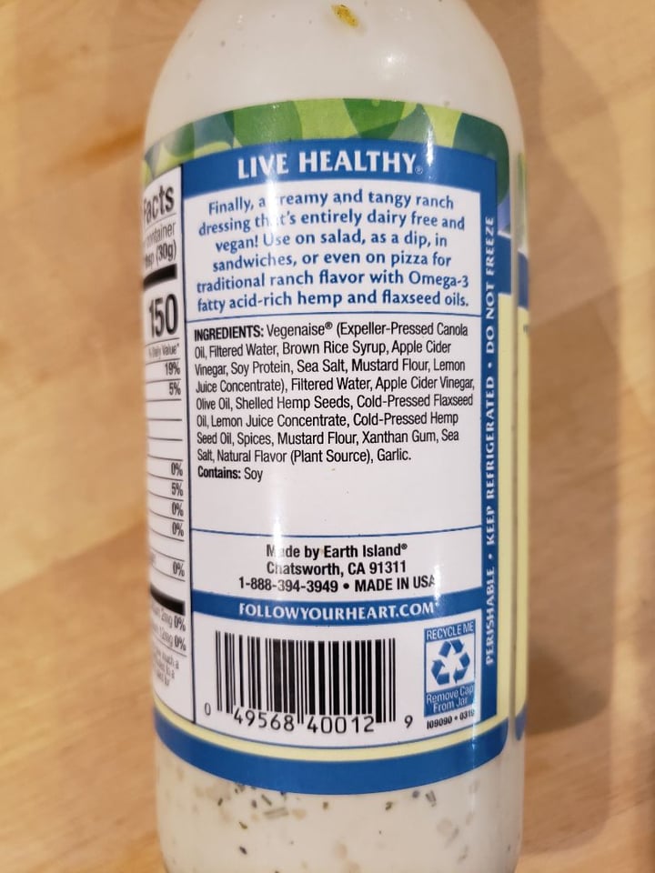 review photo of Follow your Heart High Omega Vegan Ranch shared by @michelleadina on 15 Mar 2020 - review