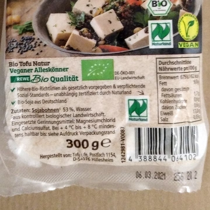 photo of Rewe Bio Natur Tofu shared by @annegrete on  16 Nov 2020 - review