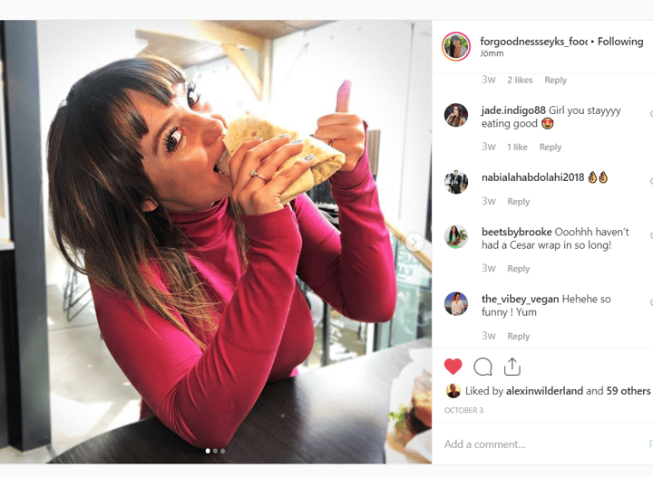 review photo of Jömm Vegan Burger, Potatoes, and Caesar Wrap shared by @forgoodnessseyks on 31 Oct 2019 - review