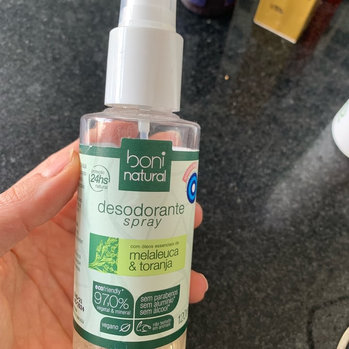 review photo of Boni natural Desodorante Spray Melaleuca & Toranja shared by @paulahelena on 16 Apr 2022 - review