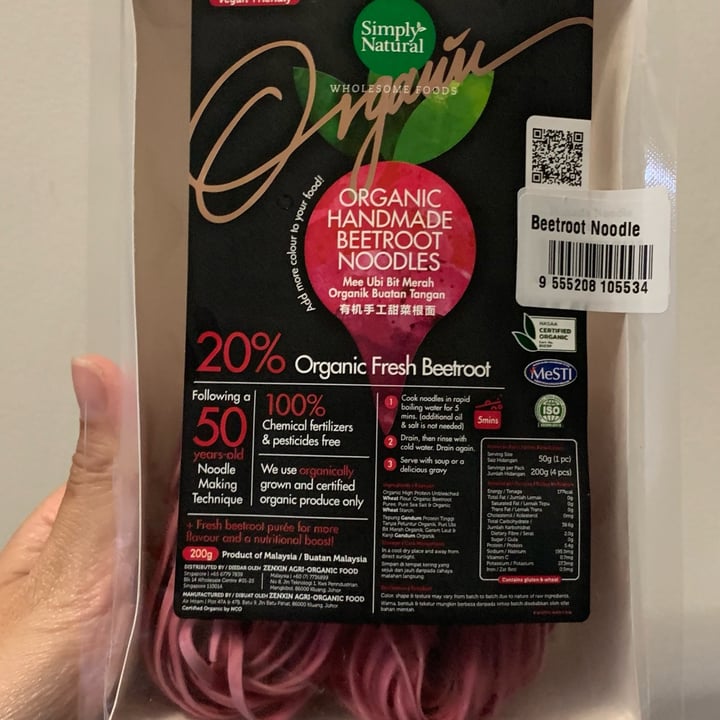 photo of Simply Natural Organic Handmade Beetroot Noodles shared by @jzishungry on  29 Jan 2022 - review