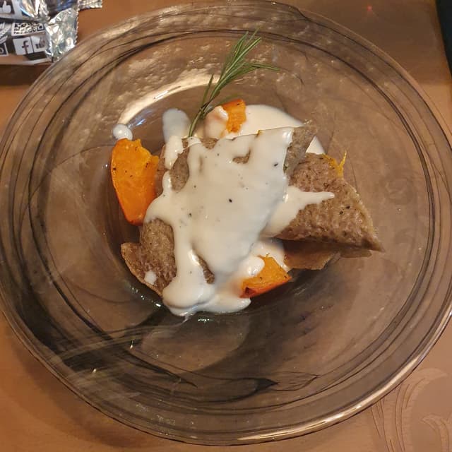 Photo of the dish “Crespelle Ai Funghi Con Zucca Arrosto E Besciamella Al Tartufo”