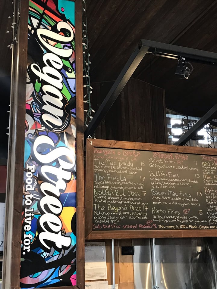 review photo of Vegan Street no-fish tacos, quesadillas (pulled “pork”) burger and brownie shared by @pattym on 08 Apr 2019 - review